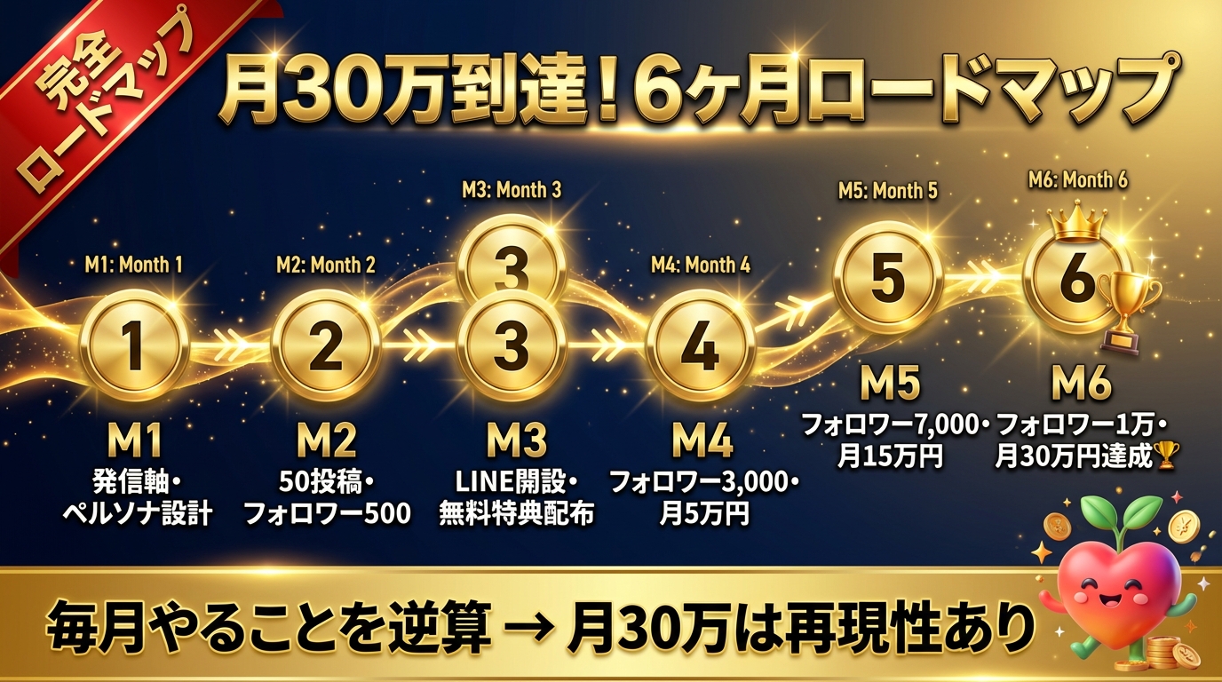 月30万到達の6ヶ月ロードマップ