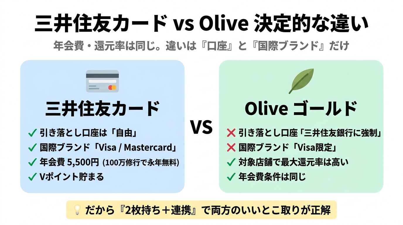 三井住友カードとOliveの比較表