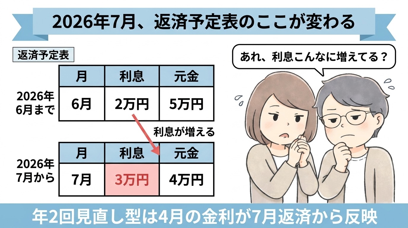 2026年7月、返済予定表のここが変わる
