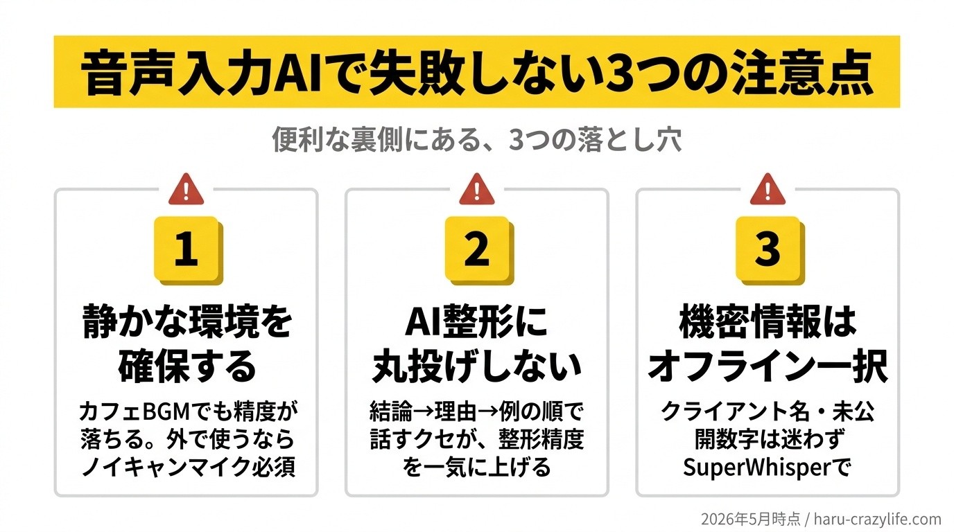 音声入力AIで失敗しない3つの注意点